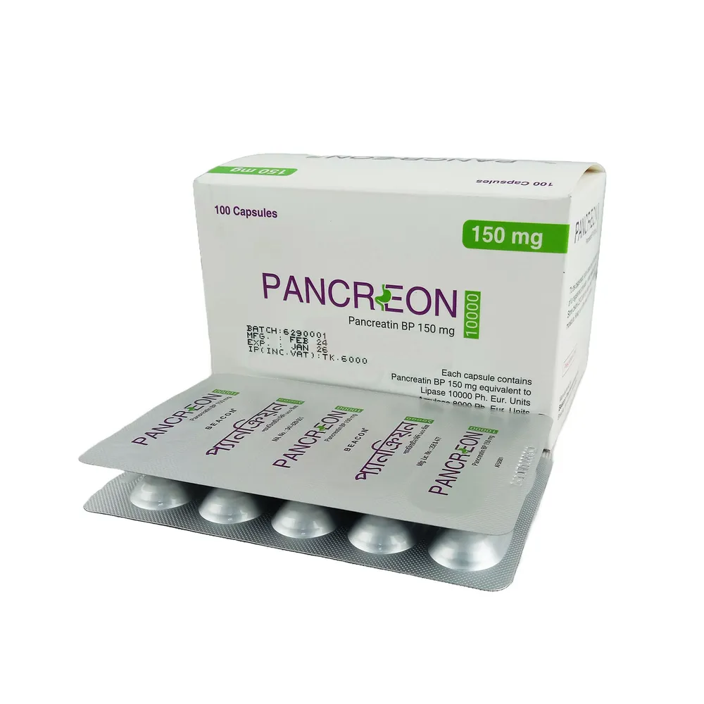 Pack Image: Pancreon 10000 150 mg Capsule (10 x 10)