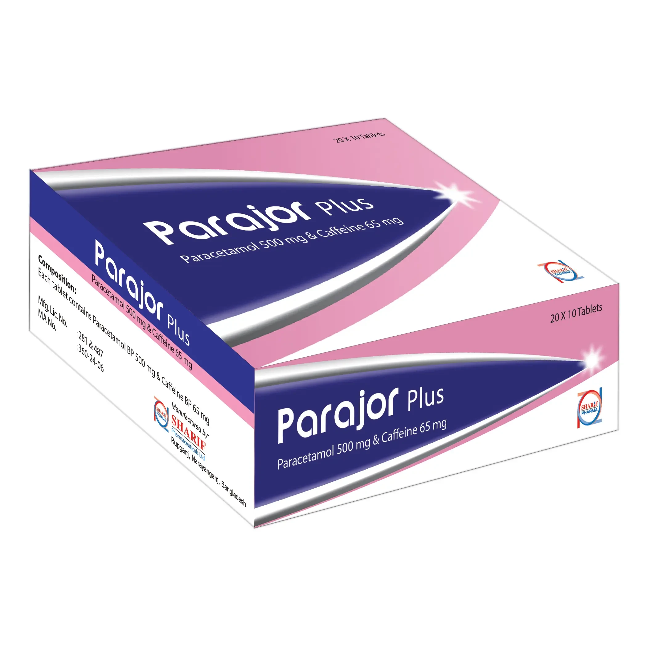 Pack Image: Parajor Plus 500 mg Tablet (20 x 10)