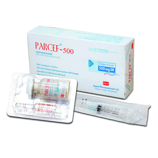Pack Image: Parcef 500 mg Injection (500 mg vial)