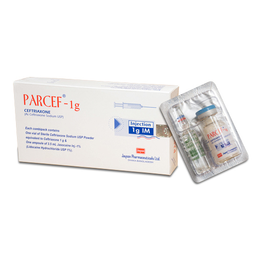 Pack Image: Parcef 1 gm Injection (1 gm vial)