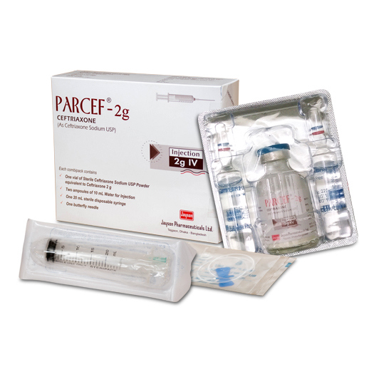 Pack Image: Parcef 2 gm Injection (2 gm vial)