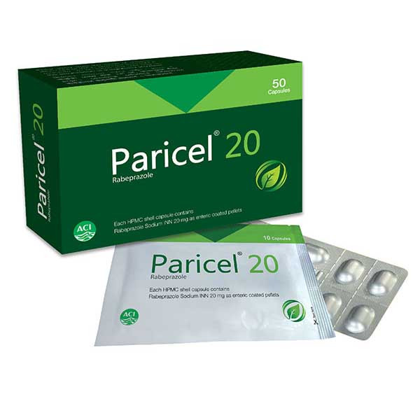 Pack Image: Paricel 20 mg Capsule (8 x 10)