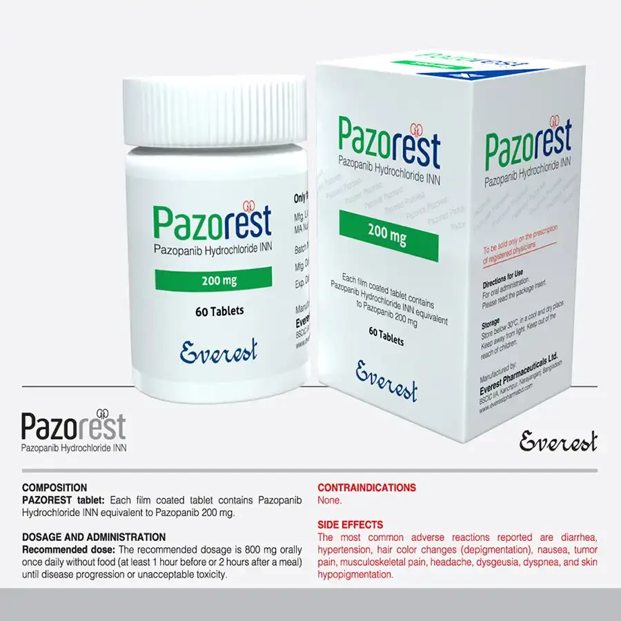 Pack Image: Pazorest 200 mg Tablet (1 x 28)
