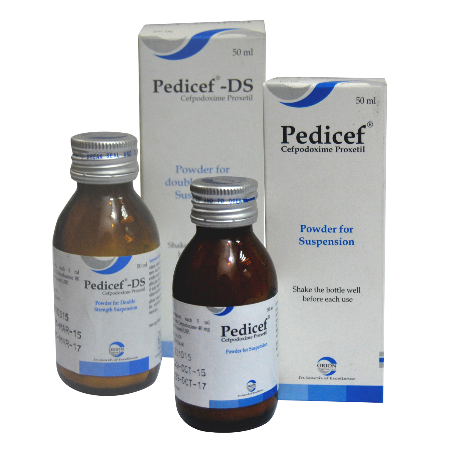 Pack Image: Pedicef 40 mg Suspension (50 ml bottle)