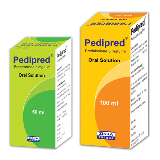 Pack Image: Pedipred 5 mg Oral Solution (50 ml bottle)