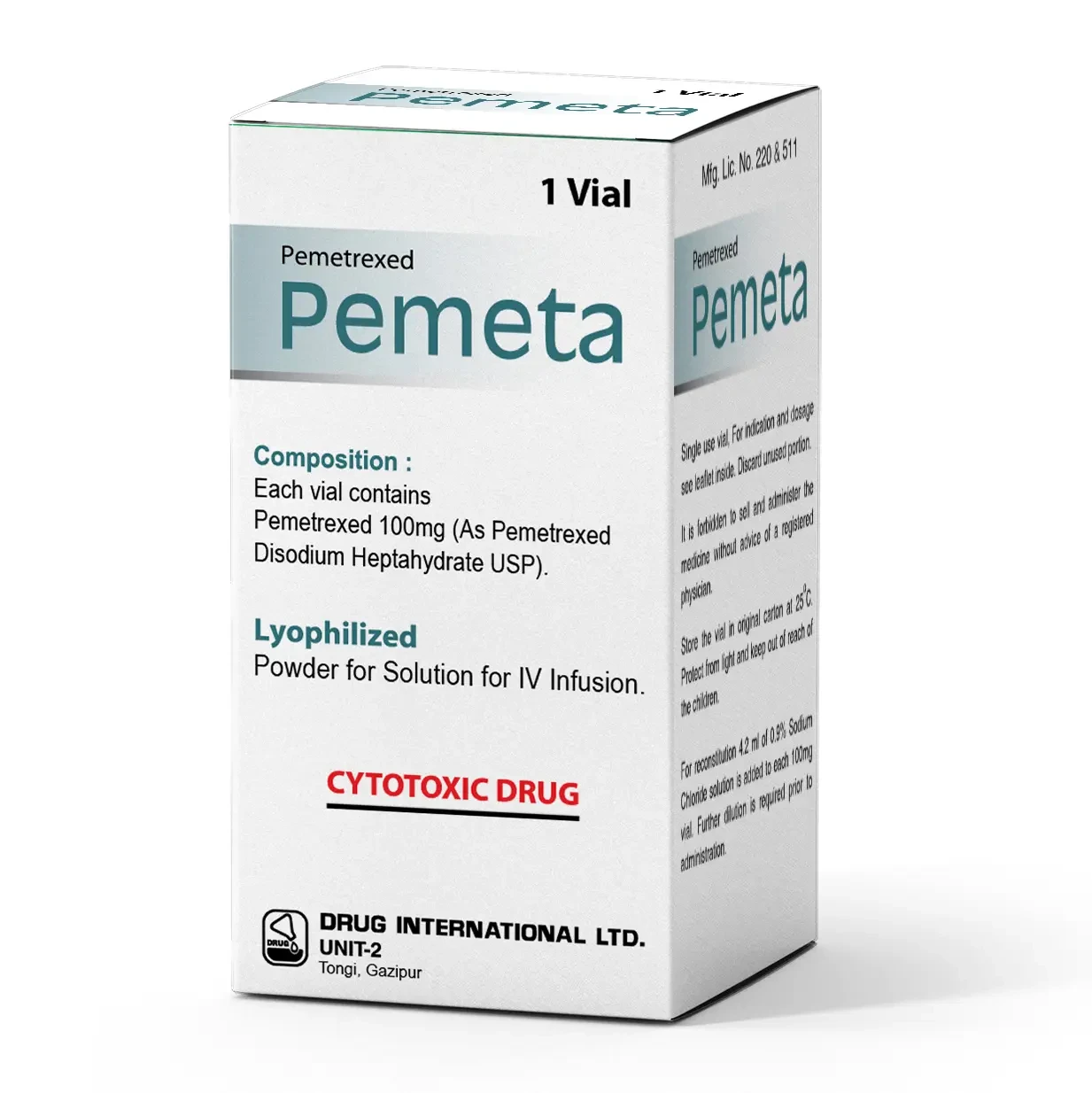 Pack Image: Pemeta 100 mg Injection (100 mg vial)