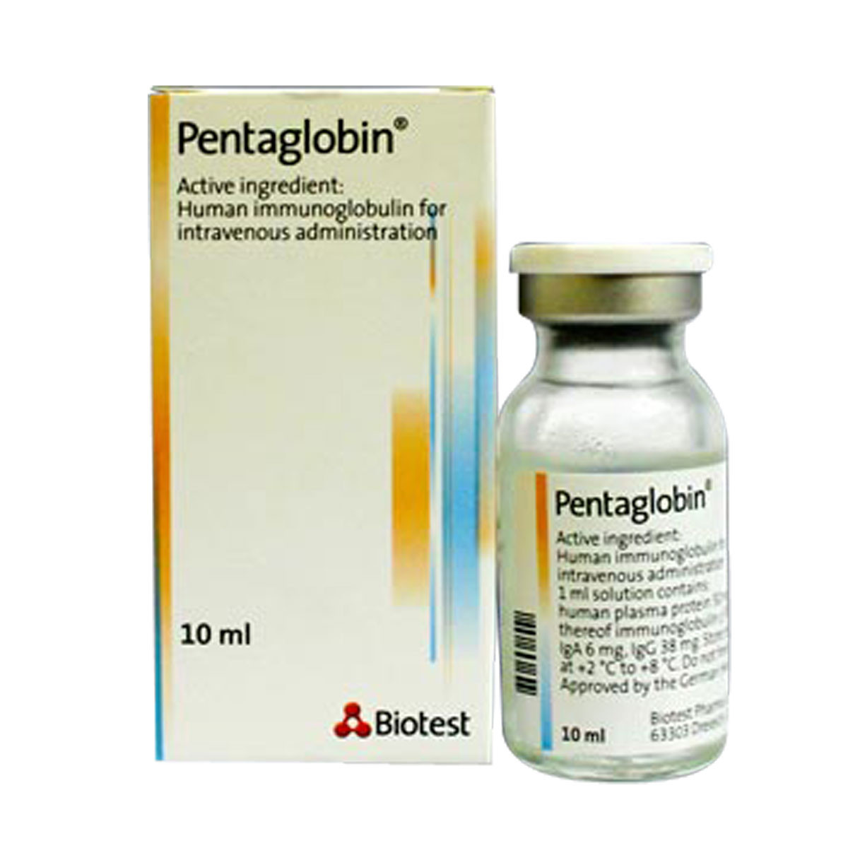 Pack Image: Pentaglobin 500 mg Injection (10 ml vial)