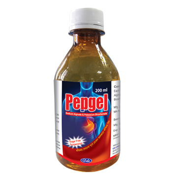 Pack Image: Pepgel (500 mg Suspension (200 ml bottle)