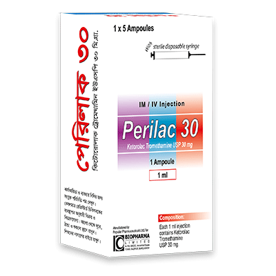 Pack Image: Perilac 30 mg Injection (1 ml ampoule)