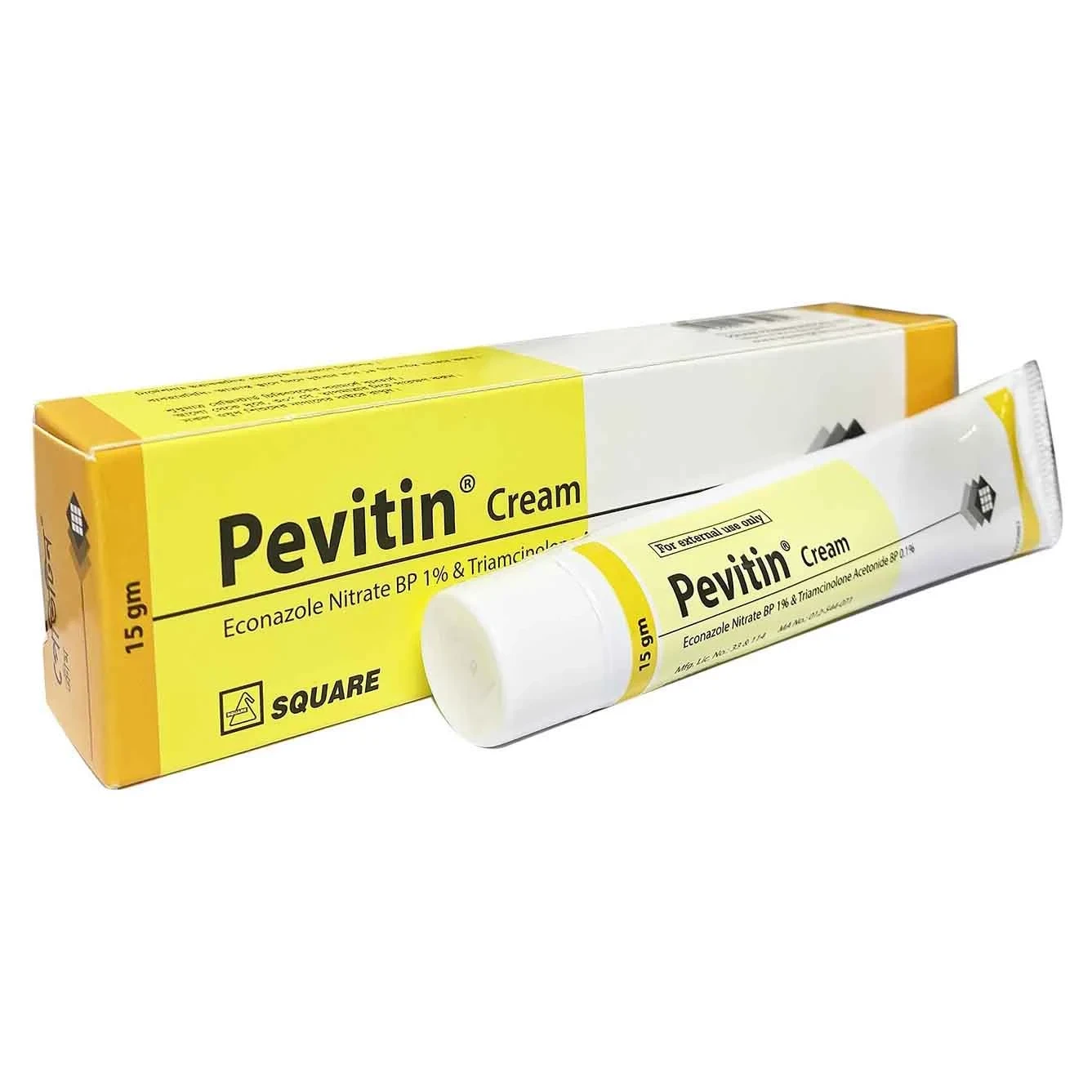 Pack Image: Pevitin 1% 0.1% Cream (15 gm tube)