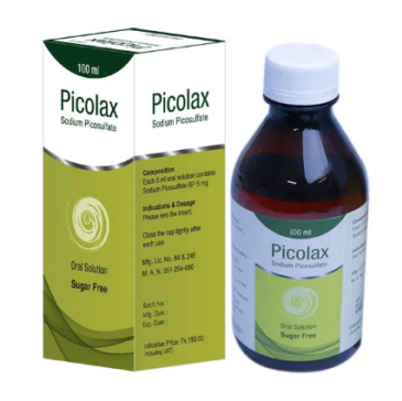 Pack Image: Picolax 5 mg Oral Solution (200 ml bottle)