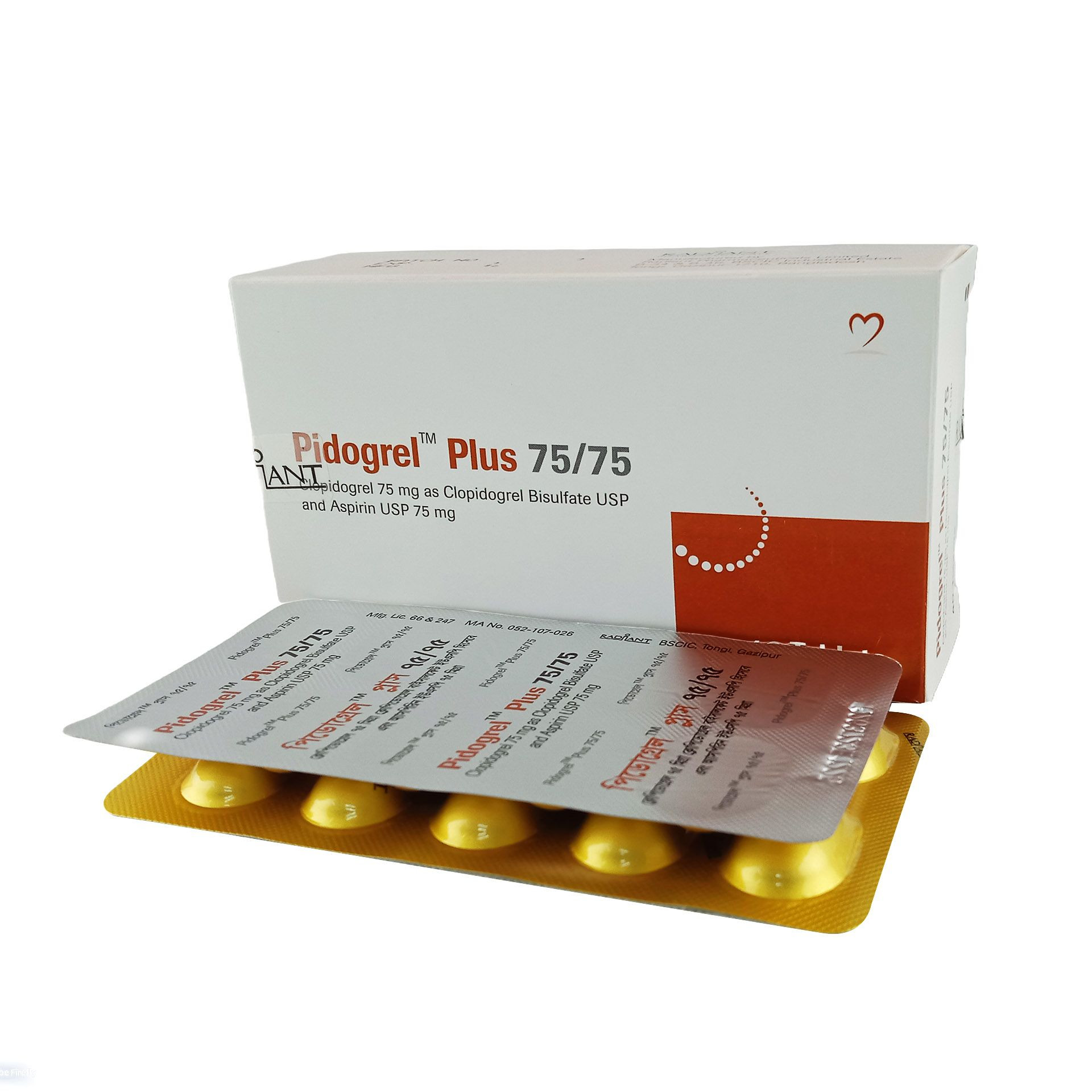 Pack Image: Pidogrel Plus 75 mg Tablet (4 x 10)
