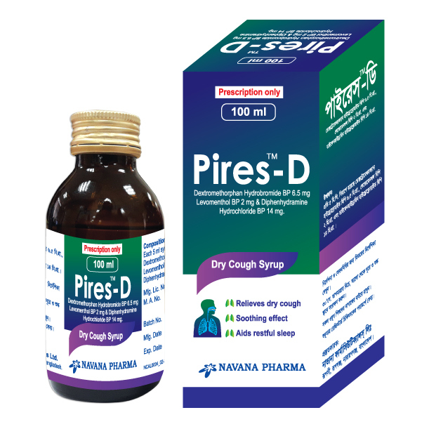 Pack Image: Pires-D (14 mg Syrup (100 ml bottle)