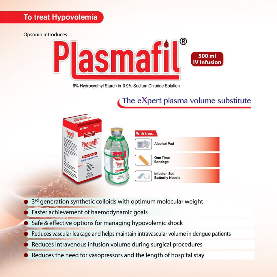 Pack Image: Plasmafil 6% 0.9% Injection (500 ml bottle)