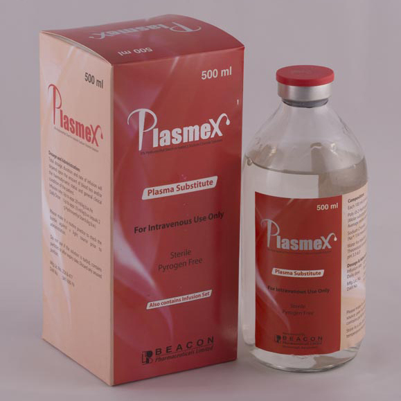 Pack Image: Plasmex 6% 0.9% Injection (500 ml bottle)
