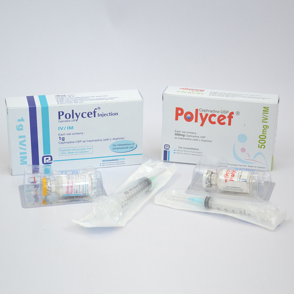 Pack Image: Polycef 500 mg Injection (500 mg vial)