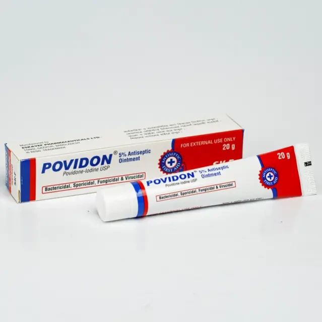 Pack Image: Povidon 5% w Ointment (20 gm tube)