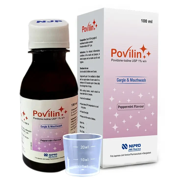 Pack Image: Povilin 1% w Mouthwash (100 ml bottle)