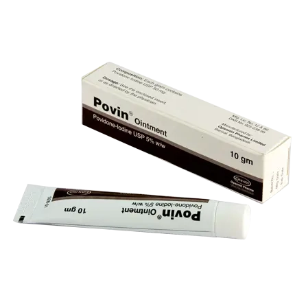 Pack Image: Povin 5% w Ointment (25 gm tube)