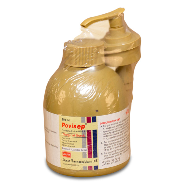 Pack Image: Povisep 7.5% w Surgical Scrub (250 ml bottle)