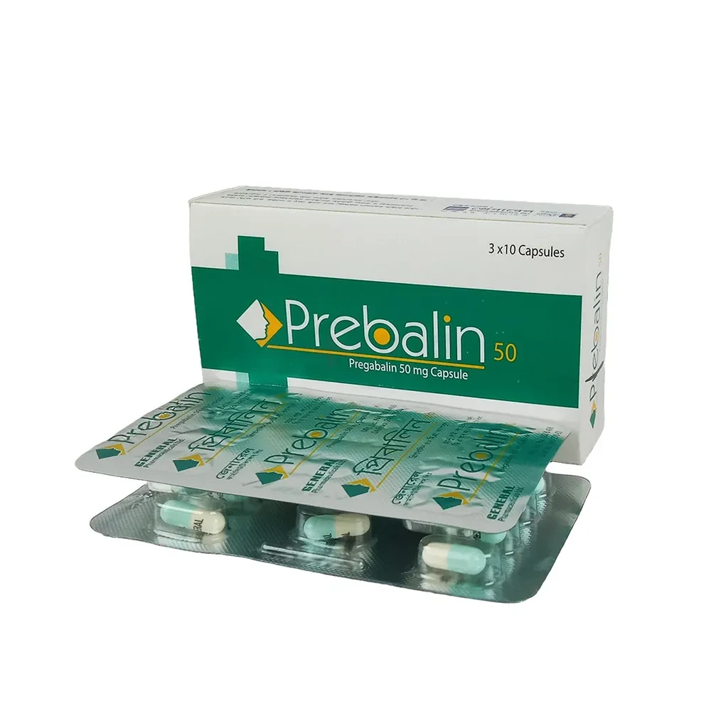 Pack Image: Prebalin 50 mg Capsule (3 x 10)