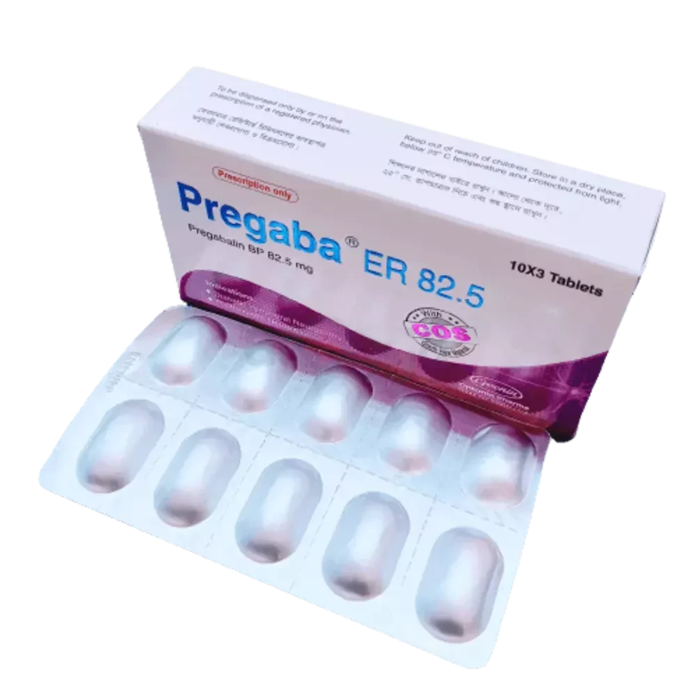 Pack Image: Pregaba ER 82.5 mg Tablet (3 x 10)