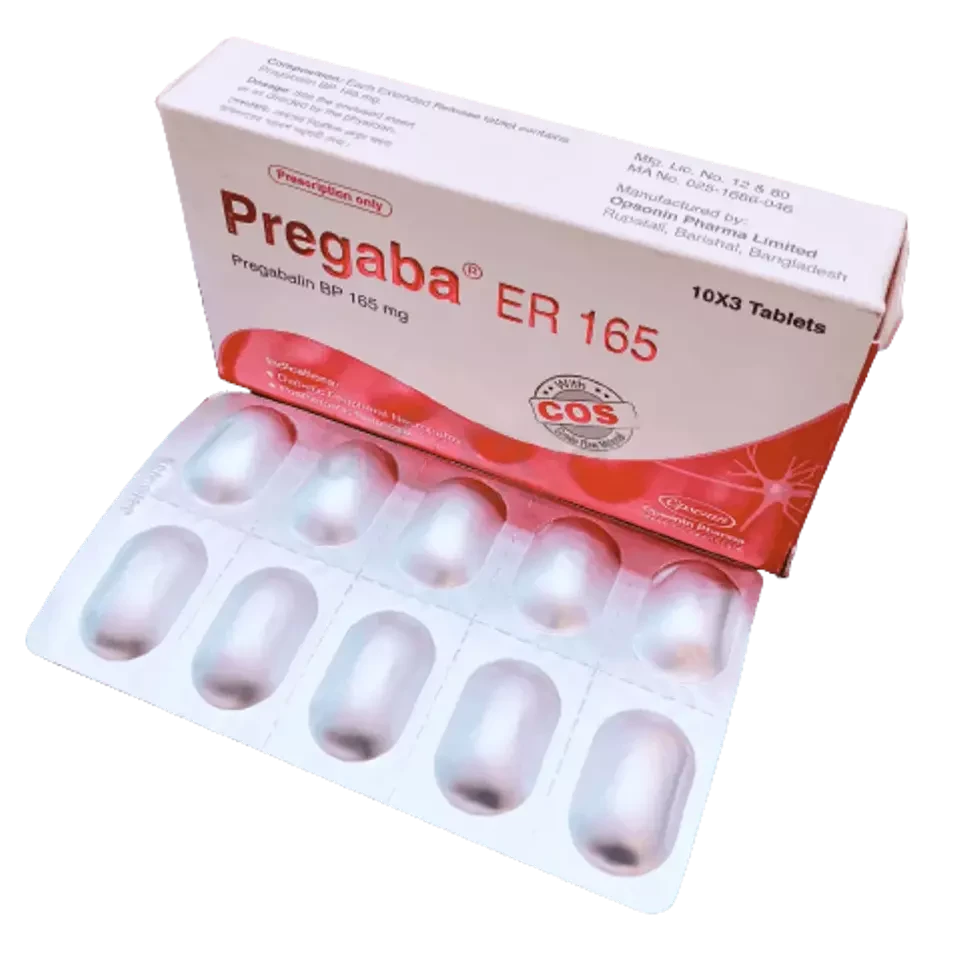 Pack Image: Pregaba ER 165 mg Tablet (3 x 10)