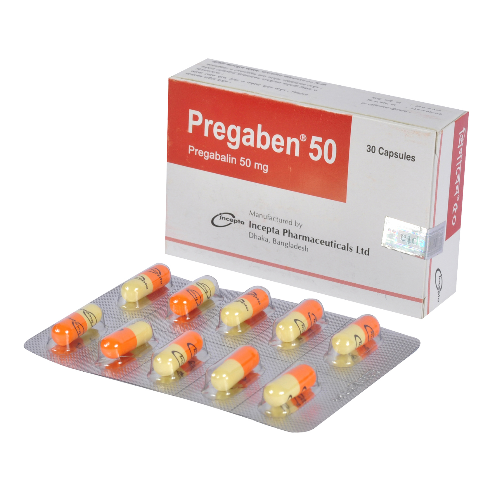 Pack Image: Pregaben 50 mg Capsule (3 x 10)