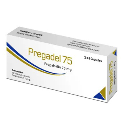 Pack Image: Pregadel 75 mg Capsule (2 x 8)