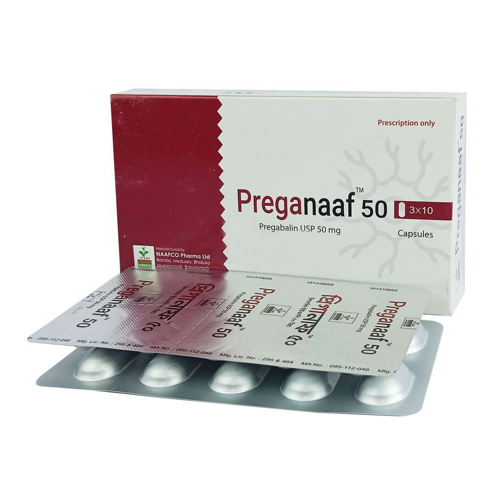 Pack Image: Preganaaf 50 mg Capsule (3 x 10)