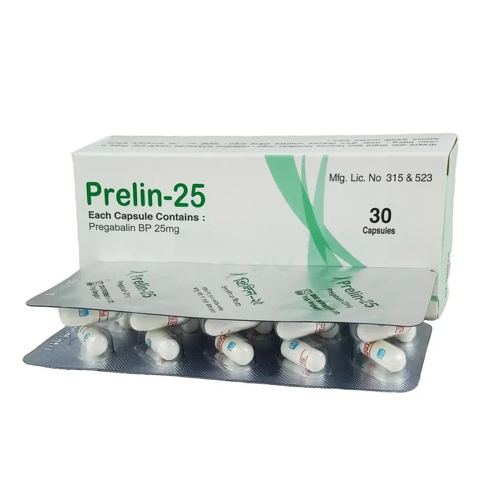 Pack Image: Prelin 25 mg Capsule (3 x 10)