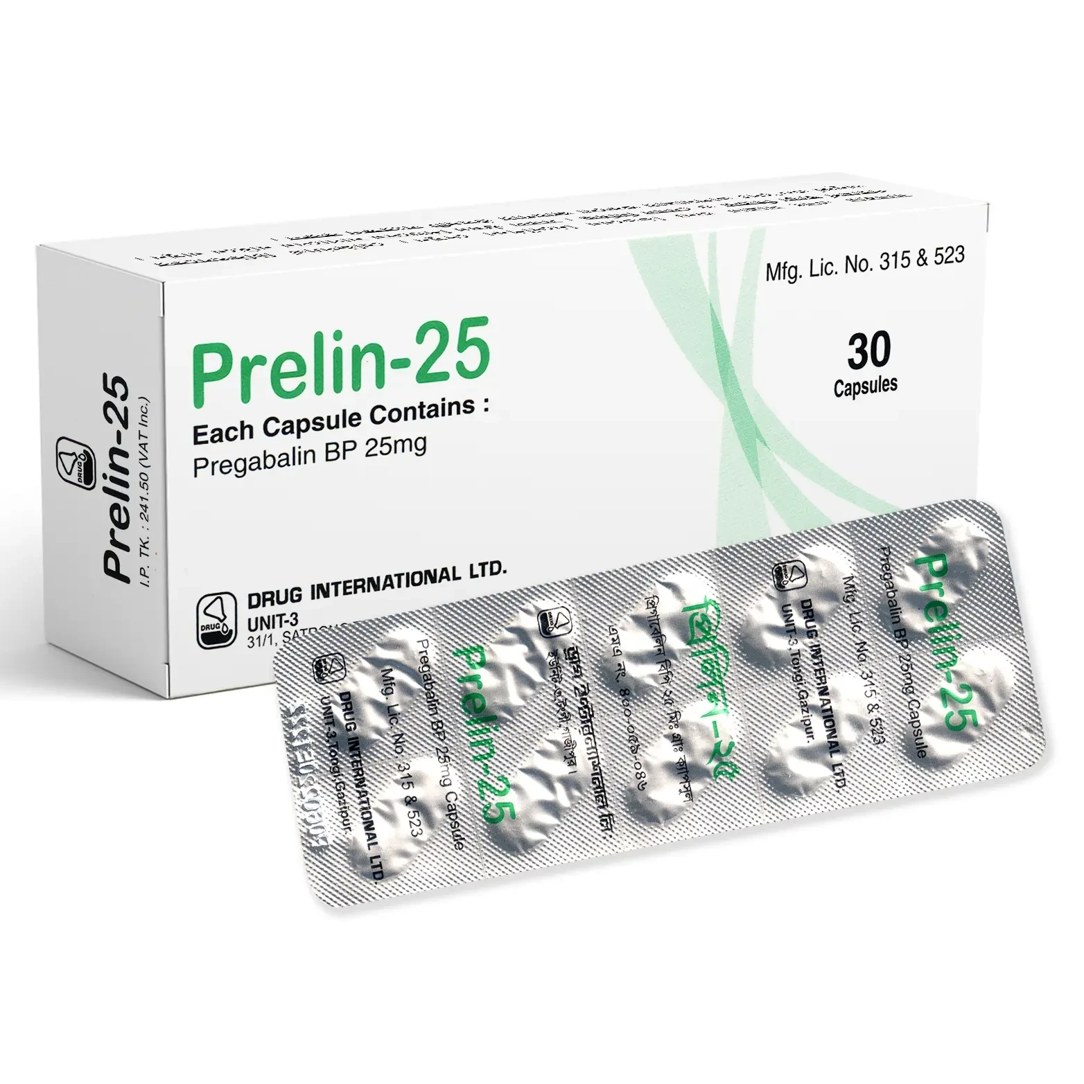 Pack Image: Prelin 25 mg Capsule (3 x 10)