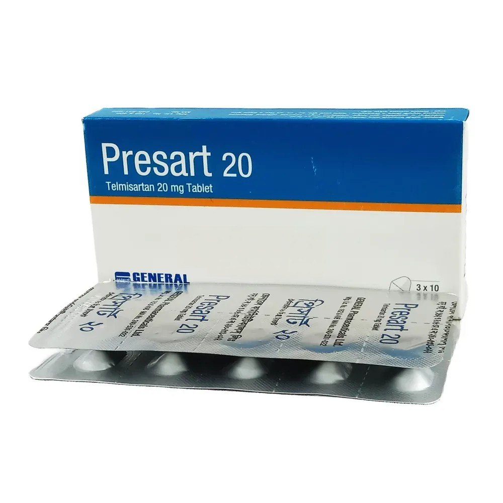 Pack Image: Presart 20 mg Tablet (3 x 10)
