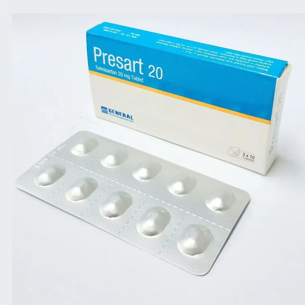 Pack Image: Presart 20 mg Tablet (3 x 10)
