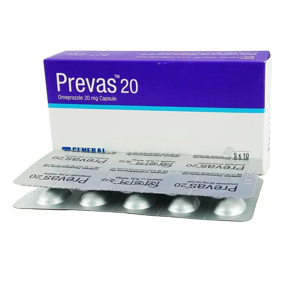 Pack Image: Prevas 20 mg Capsule (5 x 10)