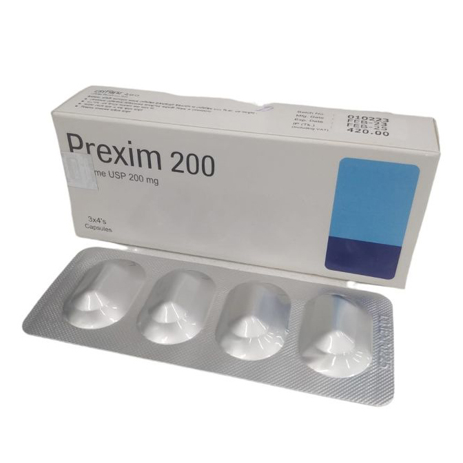 Pack Image: Prexim 200 mg Capsule (3 x 4)