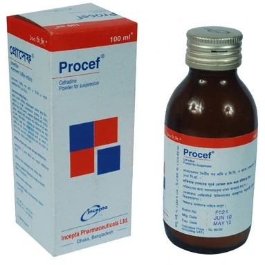 Pack Image: Procef 125 mg Suspension (100 ml bottle)