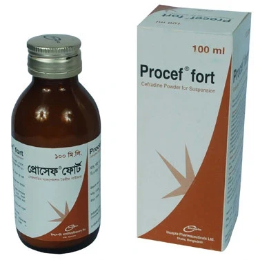 Pack Image: Procef Fort 250 mg Suspension (100 ml bottle)