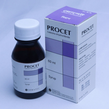 Pack Image: Procet 5 mg Syrup (60 ml bottle)