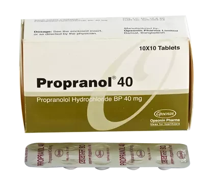 Pack Image: Propranol 40 mg Tablet (10 x 10)