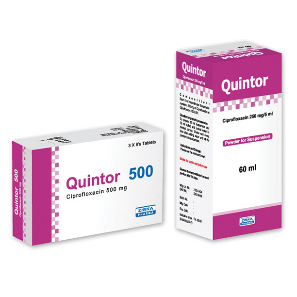 Pack Image: Quintor 250 mg Suspension (60 ml bottle)