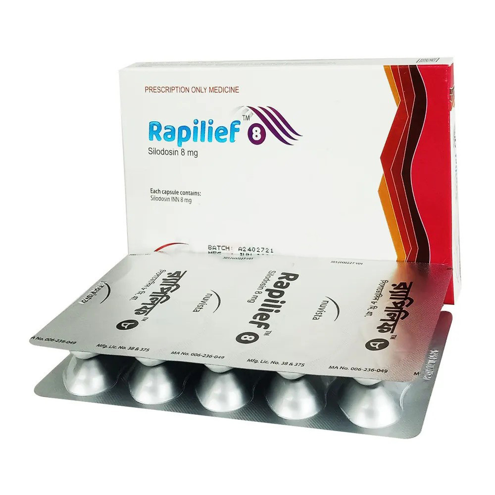Pack Image: Rapilief 8 mg Capsule (2 x 10)