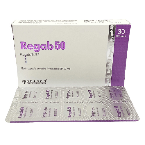 Pack Image: Regab 50 mg Capsule (3 x 10)