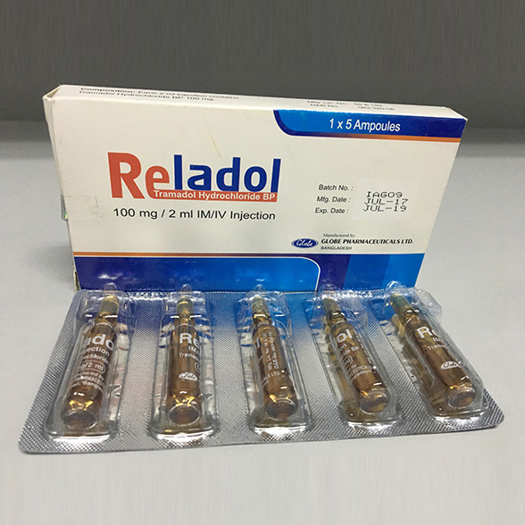 Pack Image: Reladol 100 mg Injection (2 ml ampoule)