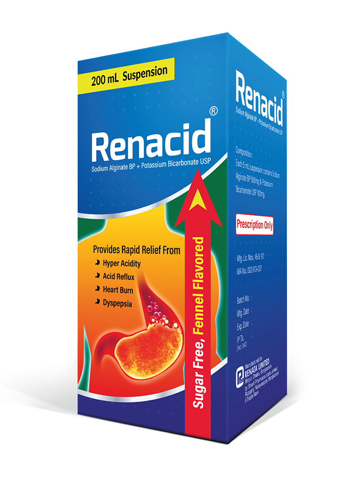 Pack Image: Renacid (500 mg Suspension (200 ml bottle)