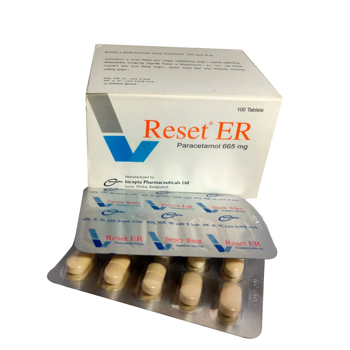 Pack Image: Reset ER 665 mg Tablet (10 x 15)