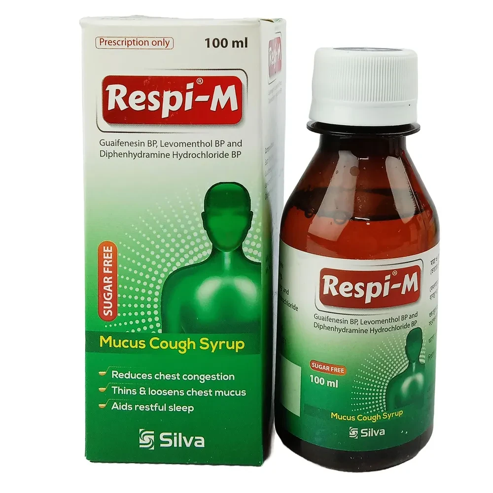 Pack Image: Respi-M (100 mg Syrup (100 ml bottle)