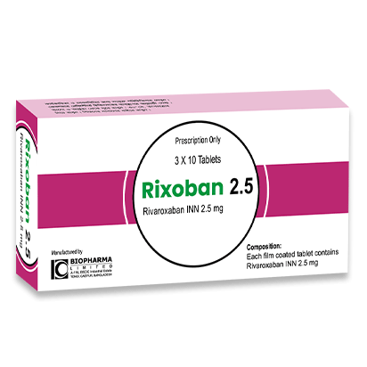 Pack Image: Rixoban 2.5 mg Tablet (3 x 10)