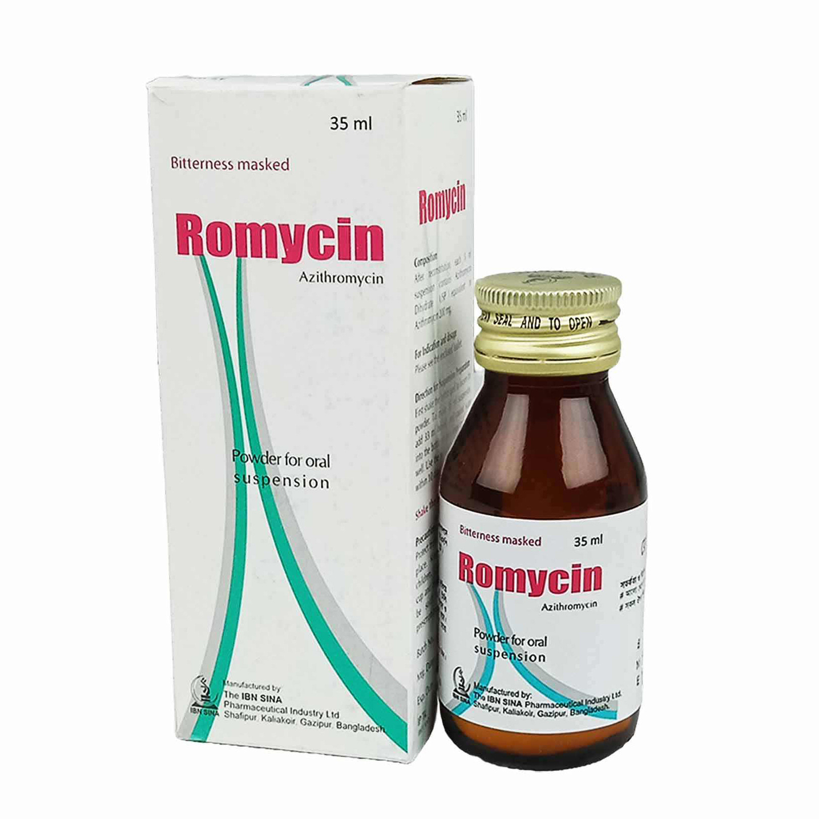 Pack Image: Romycin 200 mg Suspension (15 ml bottle)