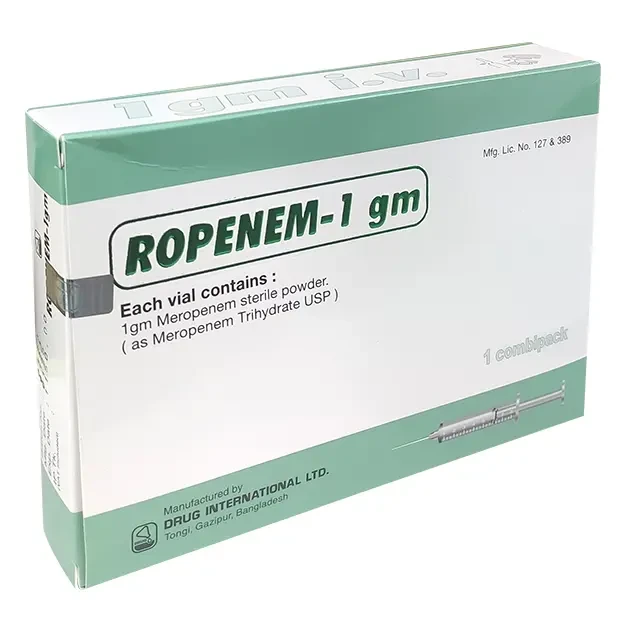 Pack Image: Ropenem 1 gm Injection (1 gm vial)